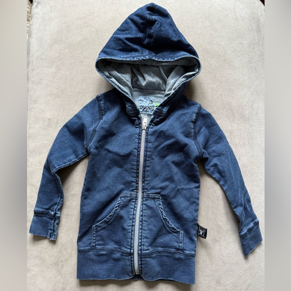 Nununu Blue Slim-fit Hooded Denim Jacket size 18-24mo
